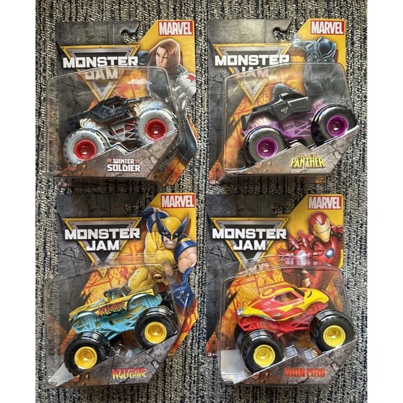 Hot Wheels Monster Jam 1:64 2025 Marvel Series 4 Complete Set of 4 Spin Master - Picture 1 of 2